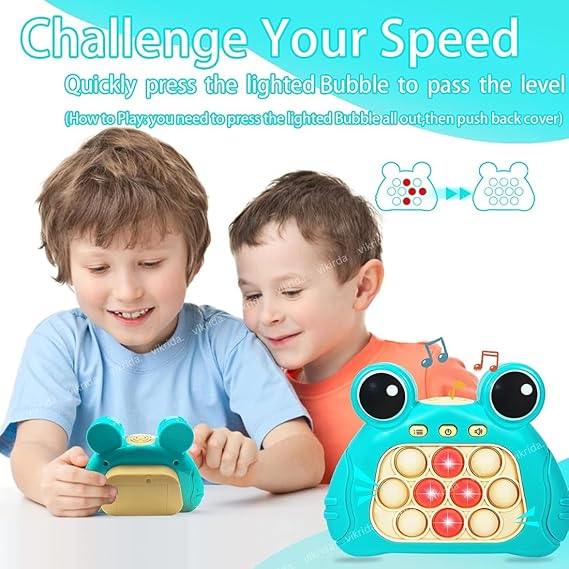 VikriDA Push Puzzle Game Machine, Electronic Pop Light Up Toys for Toddler Kid, Sensory Fidget Toys for Kids - Green