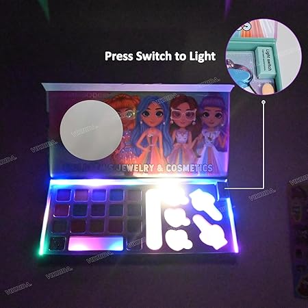 VikriDA Kids Washable Makeup Kit, Fold Out Makeup Palette with Mirror, Make Up Toy Cosmetic Kit Gifts for Girls - Safety Tested- Non Toxic