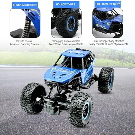VikriDA Remote Control Car for Kids, Monster Truck Rock Crawler Climbing RC Toy Vehicle Car for Boys and Girls- Blue