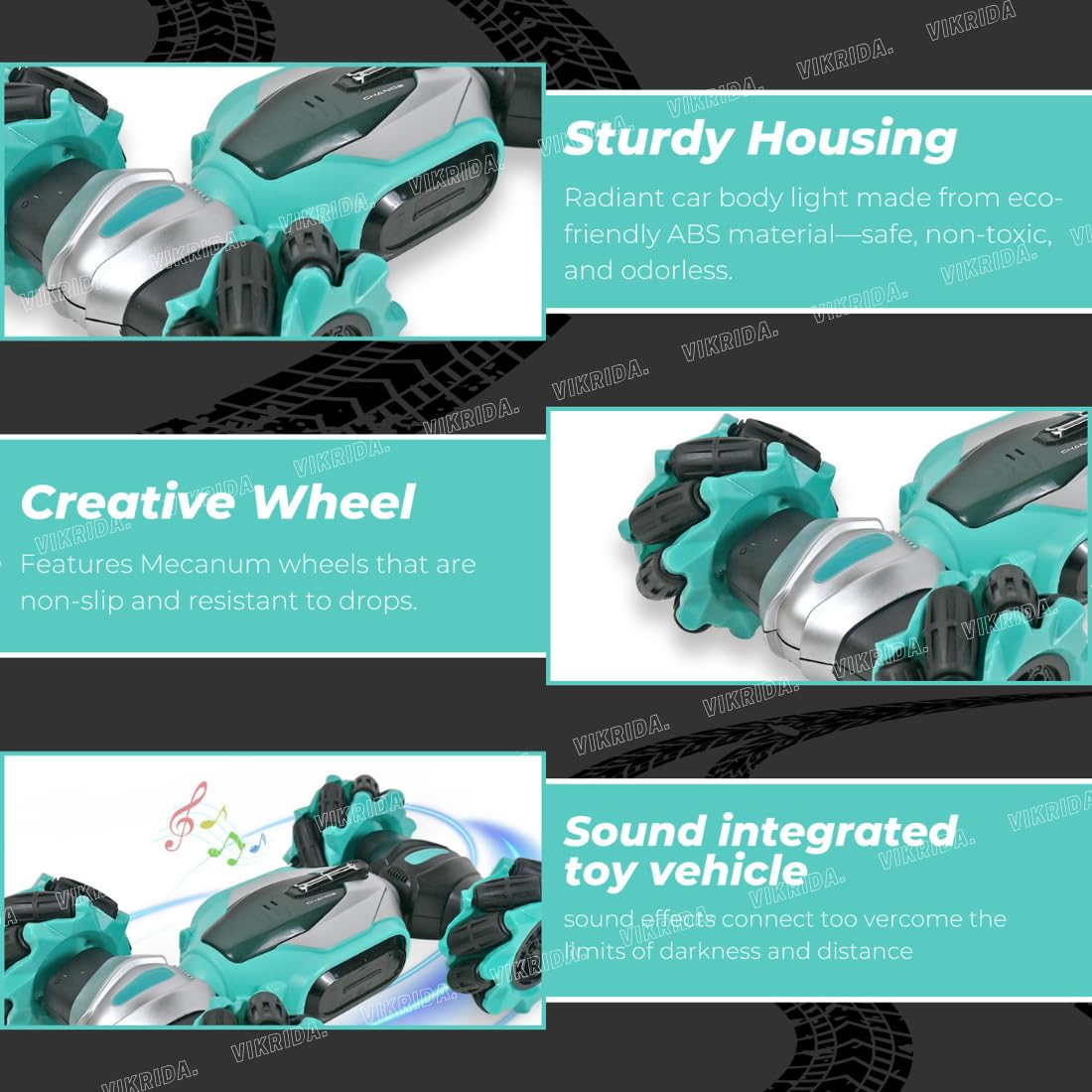 VikriDa Sky Blue Gesture Sensing Twist Stunt Car for Kids
