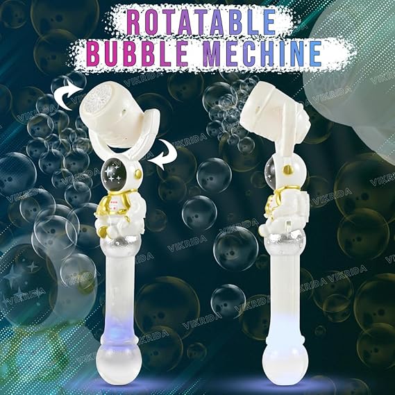 VikriDA Astronaut Bubble Stick with LED Lights - Includes 1 Bottle of Bubble Solution - Ideal for Indoor, Outdoor and Birthday Party Celebrations