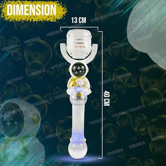 VikriDA Astronaut Bubble Stick with LED Lights - Includes 1 Bottle of Bubble Solution - Ideal for Indoor, Outdoor and Birthday Party Celebrations
