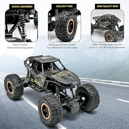 VikriDA Remote Control Car for Kids, Monster Truck Rock Crawler Climbing RC Toy Vehicle Car for Boys and Girls-Black