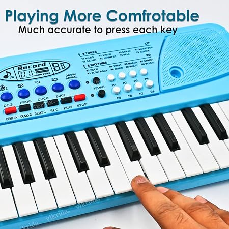 Vikrida Kids Keyboard Piano, 37 Keys Piano Keyboard for Kids Musical Instrument Gift Toys for Over 3 Year Old Children (Sky Blue)