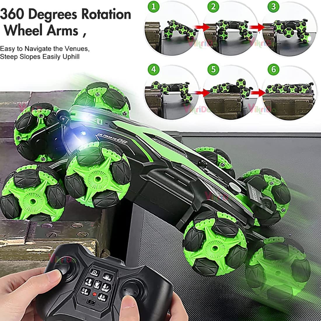 VikriDa 360° Rotating RC Spray Car