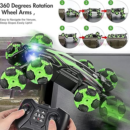 VikriDA Remote Control Car 2.4Ghz RC Drift Stunt Car, 360° Rotating Remote Control Cars with Spray & LED Lights Toy for Kids