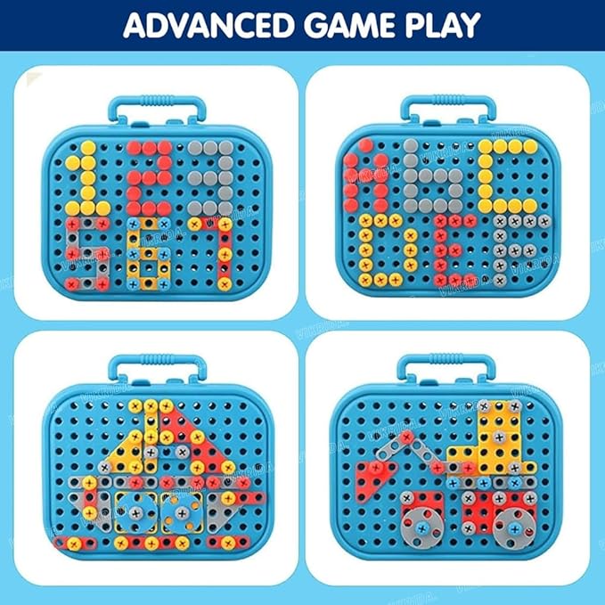 VikriDA Electric Drill Screw Tool Set Creative Mosaic Puzzle Toy, DIY 3D Creativity Educational Kit Construction Toy Building Block Toys for Kids, Girls and Boys - 228pcs (Space)