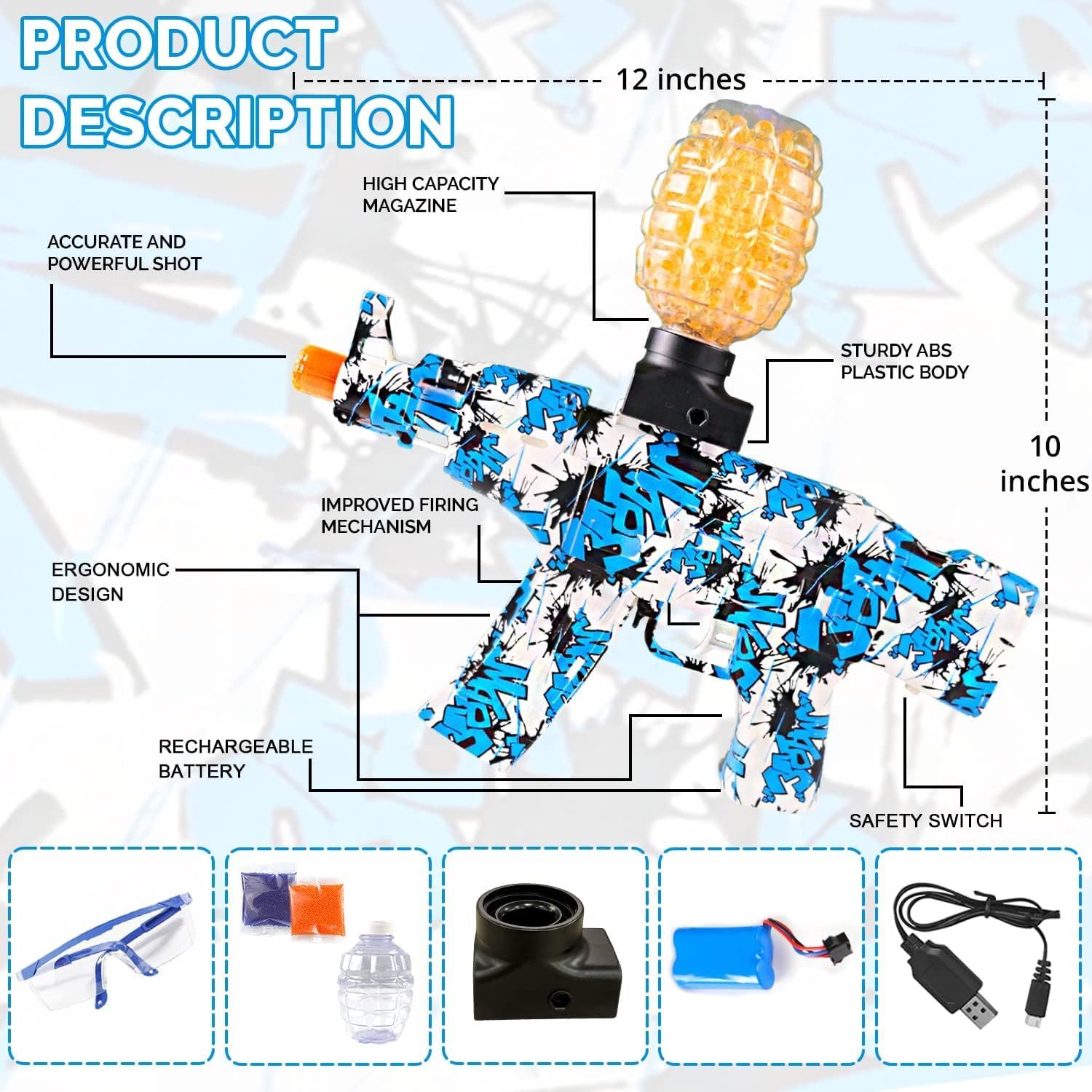 VikriDA Fresh Gel Blaster Gun Automatic Gun for Adults Electric Operated Gun