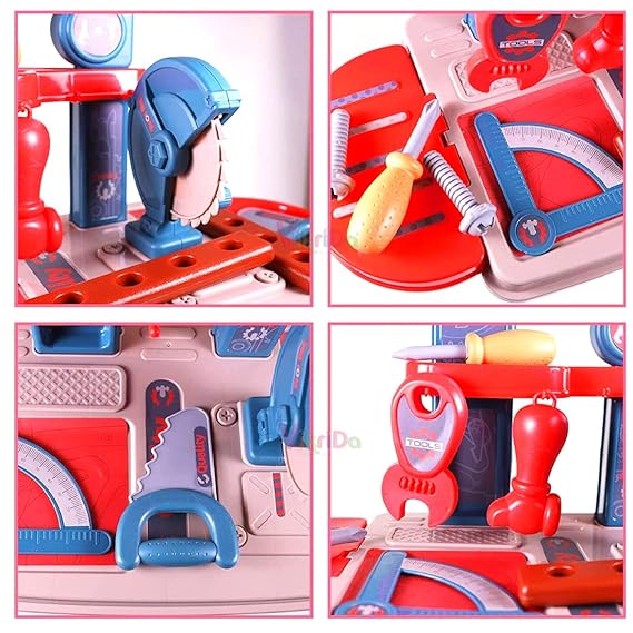 VikriDA Tool Set for Kids, Pretend Play Set Kit, Little Engineer Pretend Toolbox Construction Tools, Role Play Engineer Workshop Tool Kit, Assorted