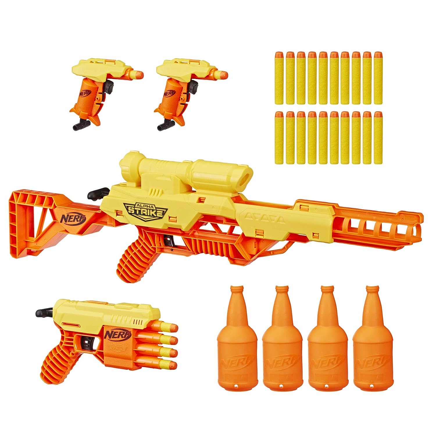 Nerf Alpha Strike Battalion Set - Includes 4 Blasters, 4 Half-Targets,