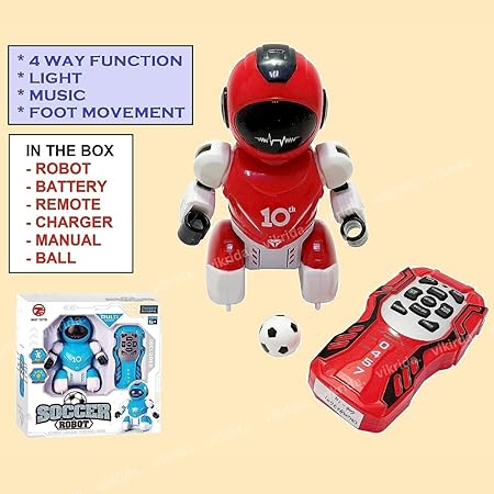 VikriDA RC Robot Remote Control Soccer Game for Kids Tackle, Dribble & Shoot Football Toys for Boys & Girls USB Rechargeable- Robot