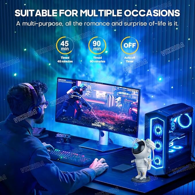 VikriDA Astronaut Light Projector with Remote, Astronaut Galaxy Star Projector Starry Night Light, Timer & Remote Control, Bedroom Ceiling Projector, Best Gifts for Children & Adults