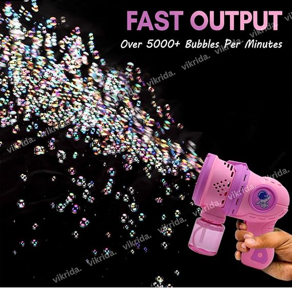 VikriDA Leak-Proof Design Automatic Bubble Gun for Kids & Toddlers with LED Light - inclu