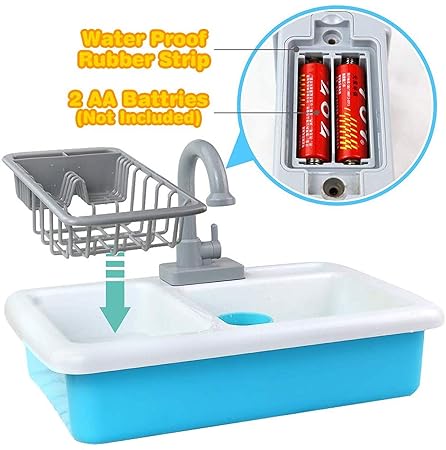 Vikrida kitchen sink kids toys - portable kitchenware and cooking accessories for boys and girls - pretend and role play games- Multi color
