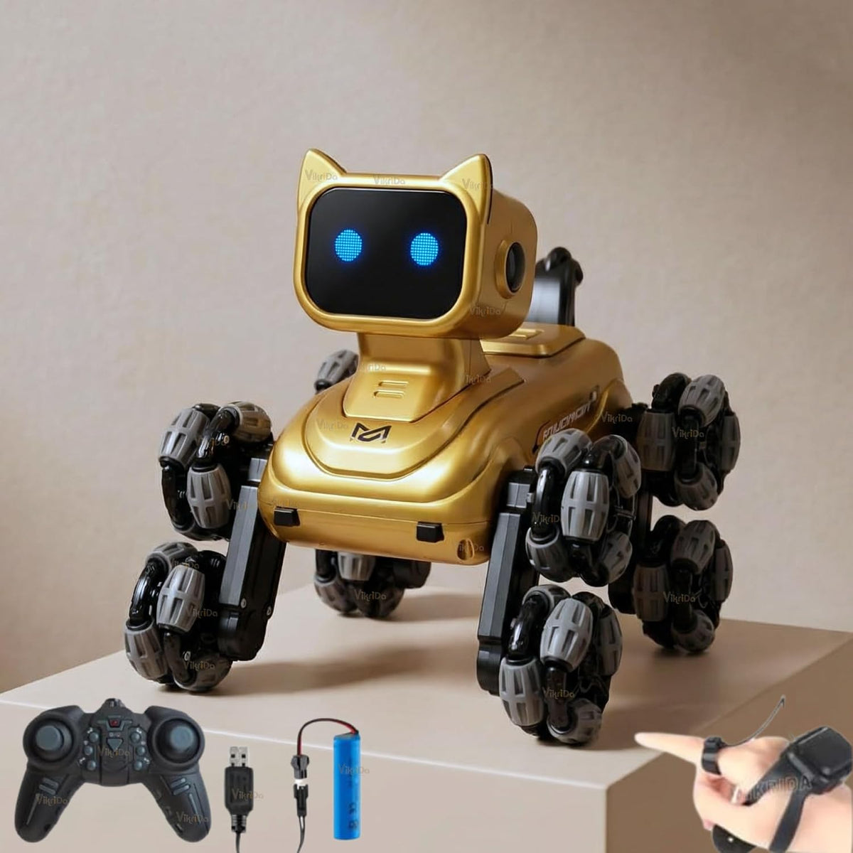 VikriDa Gold CAT Eight-Wheel Robot Car for Kids