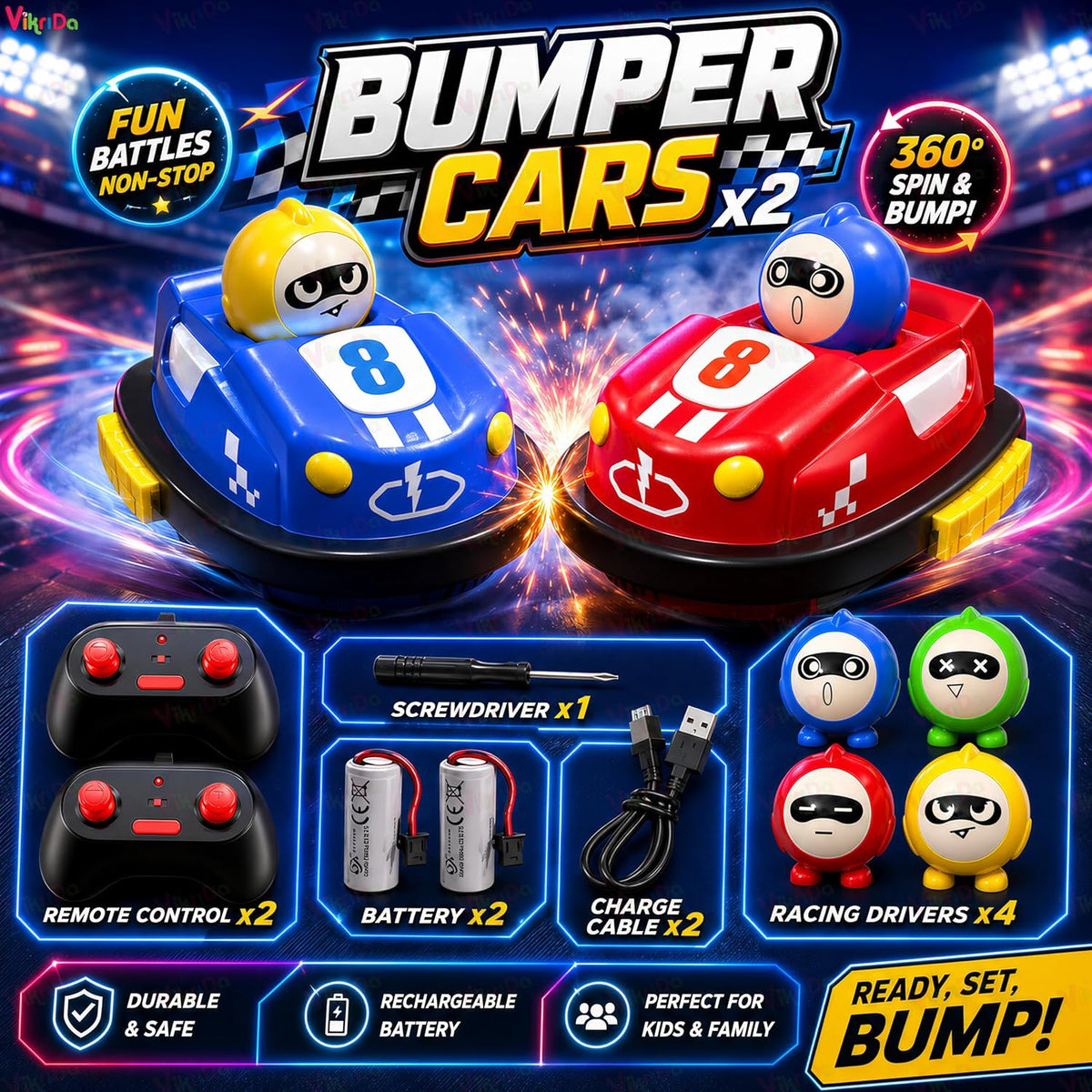 VikriDa Angry Bird Bumper Car – Bump and Go Toy Car for Kids