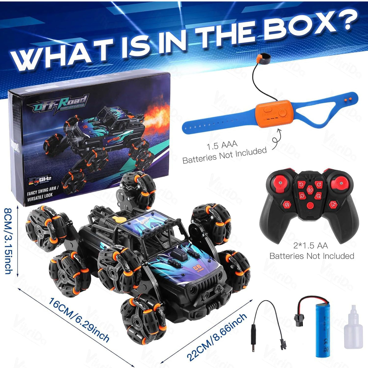 VikriDa Eight-Wheel Tattoo Off-Road RC Car for Kids