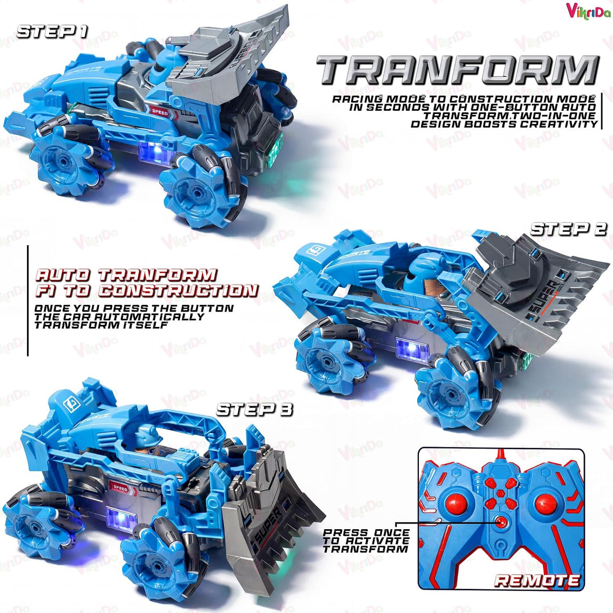 VikriDa Deformable Drift F1 RC Truck for Kids