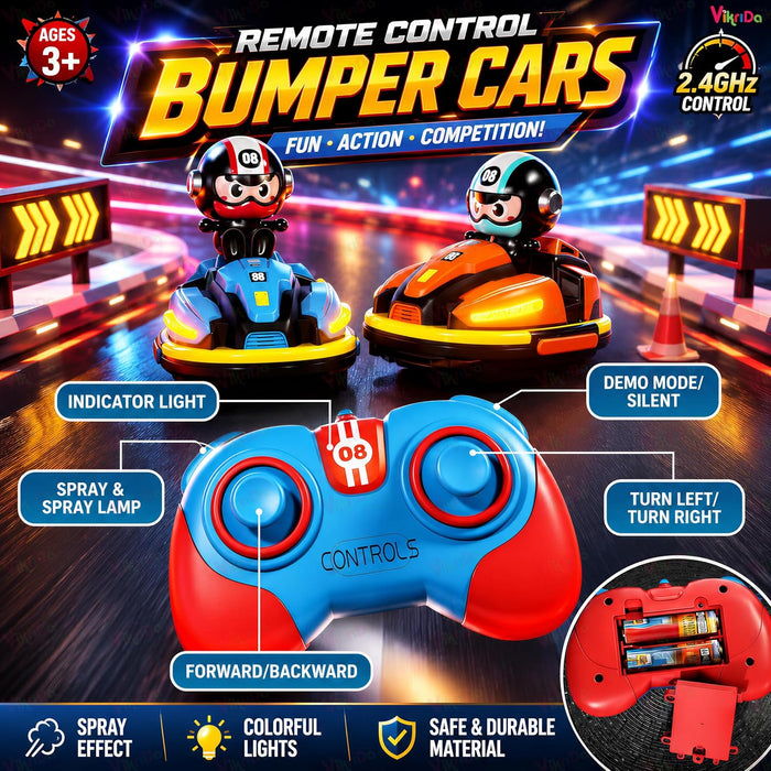 VikriDa Smoke Effect Bumper Car – Bump and Go Toy Car for Kids