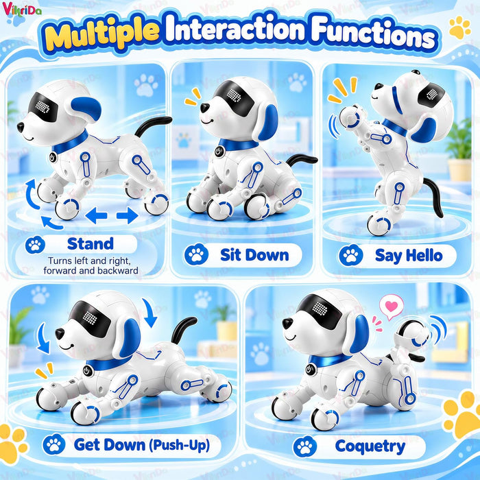 VikriDa Blue Smart Robot Pet Dog with AI for Kids