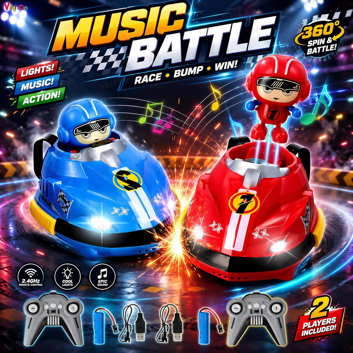 VikriDa RC Bumper Car – Bump and Go Toy Car for Kids