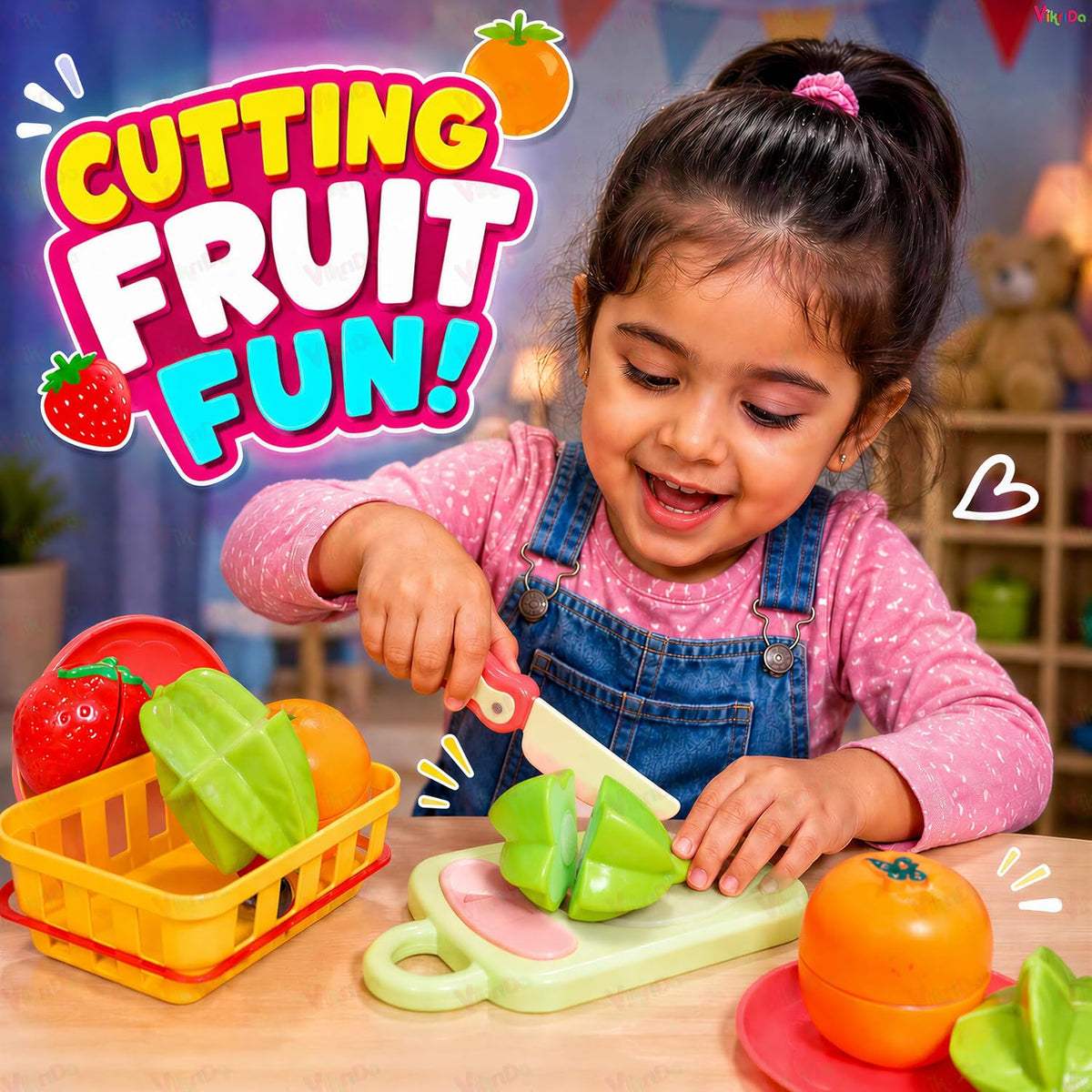 VikriDa Wooden Fruit Cutting Playset for Kids