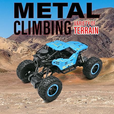 VikriDA Remote Control car with Mist Smoke Spray Function 1:18 Rock Crawler 2 WD High Speed Rechargeable Off-Road Monster Truck 45° Angle Climbing Car Toy for Kids - Blue Color