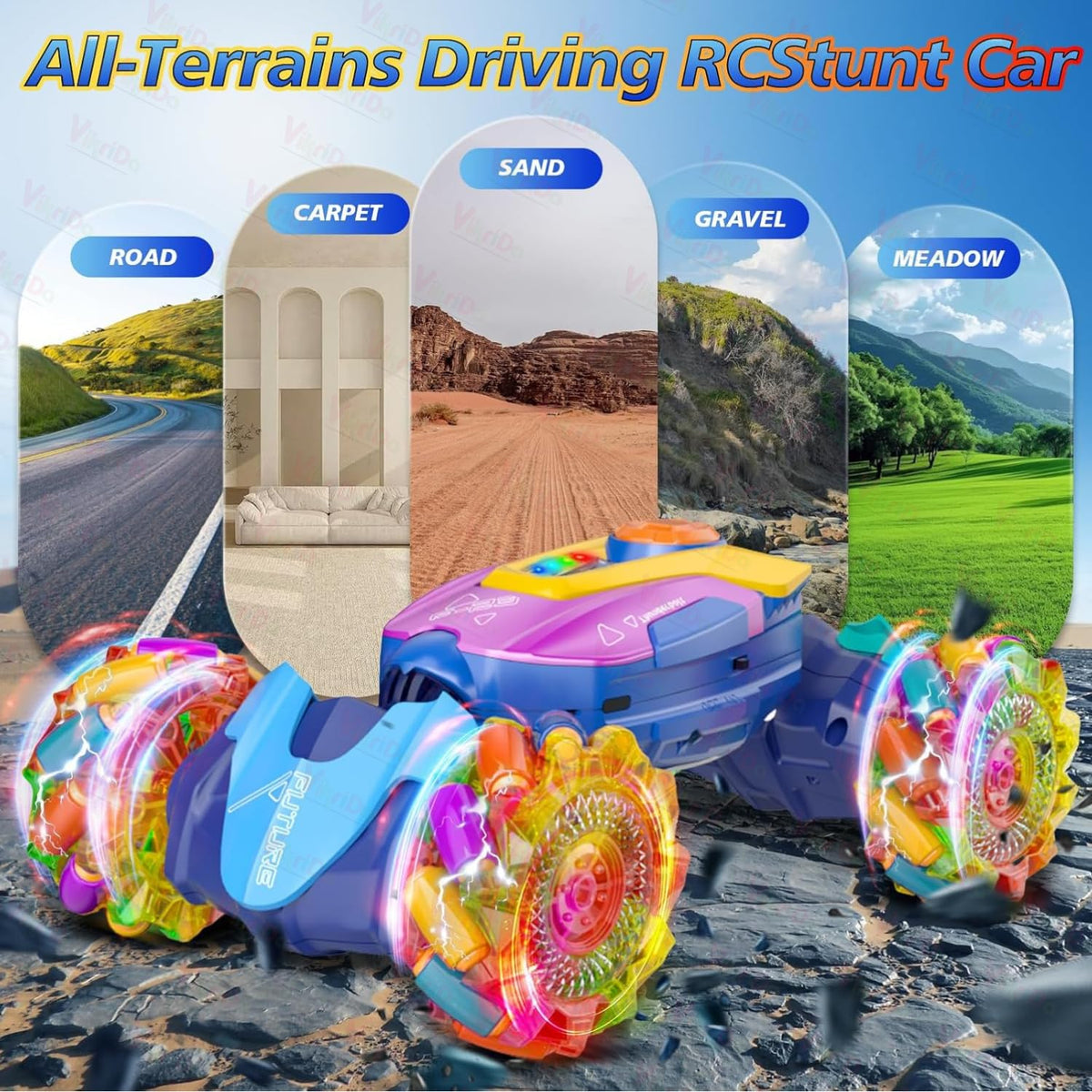 VikriDa Multicolor Torsion Stunt Car for Kids