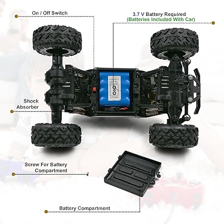 VikriDA Remote Control Racing Car Rock Crawler 4 Wheel Drive Metal Alloy Body Rock Climber High Speed Monster Racing Car- Silver Color