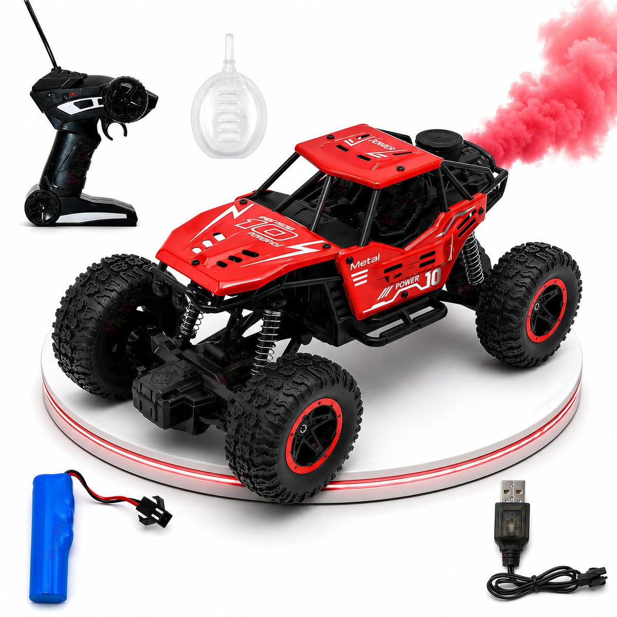 VikriDa Red Smoke Metallic Monster Truck for Kids