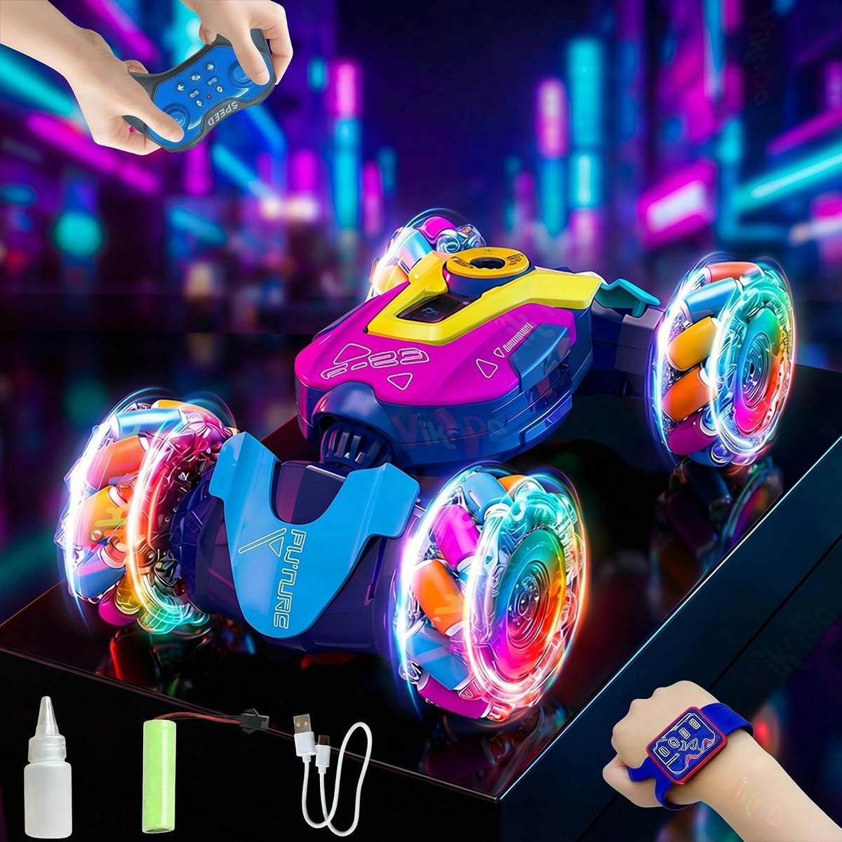 VikriDa Multicolor Torsion Stunt Car for Kids