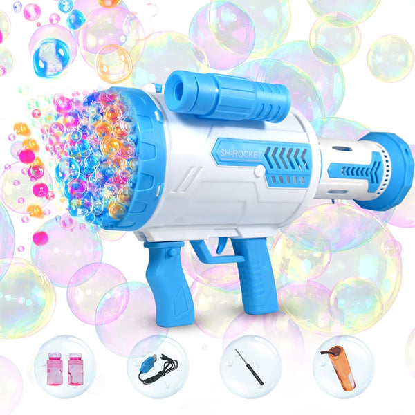 VikriDa 100-Hole Rocket Bubble Blaster Gun Blue