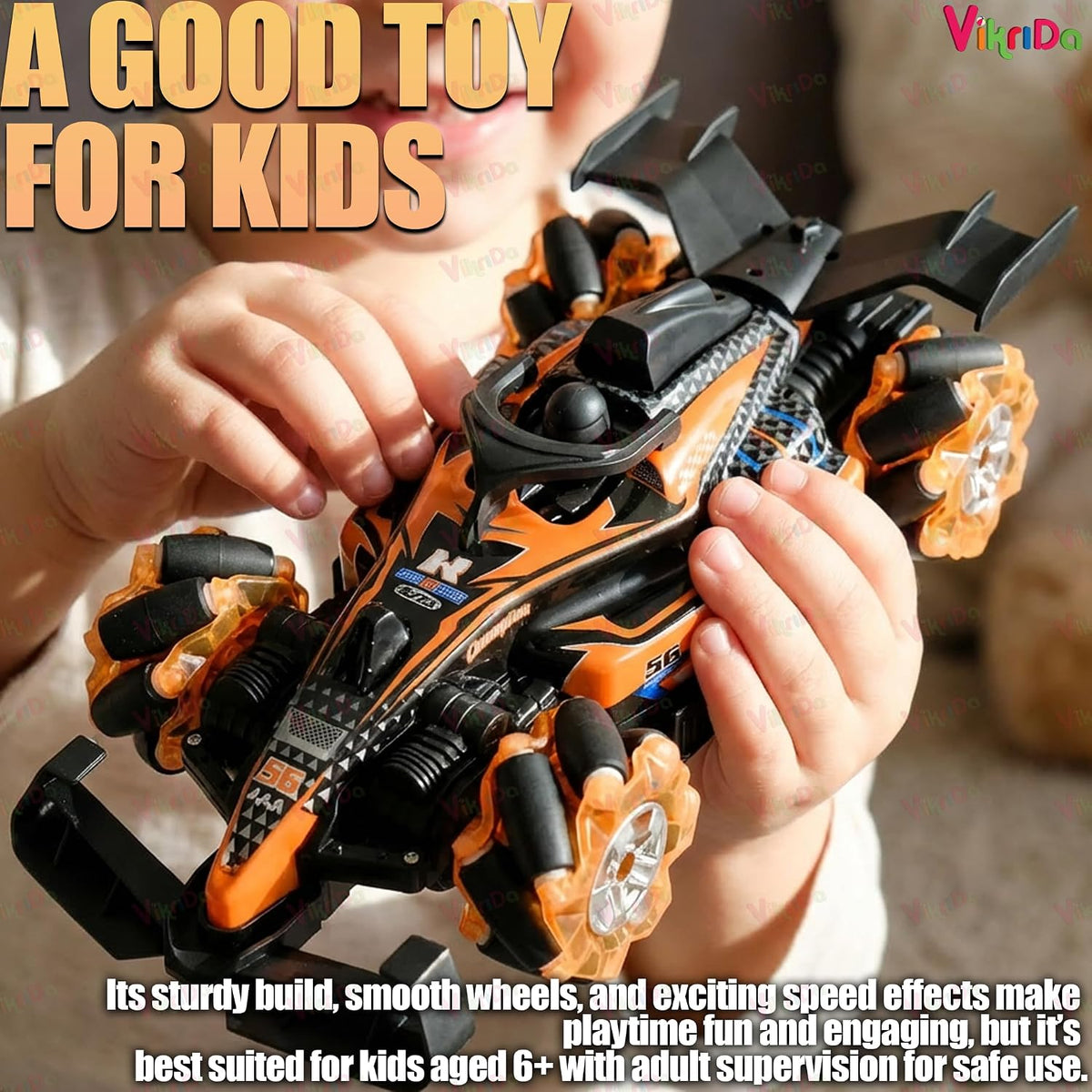 VikriDa Orange Double Smoke Formula Car for Kids