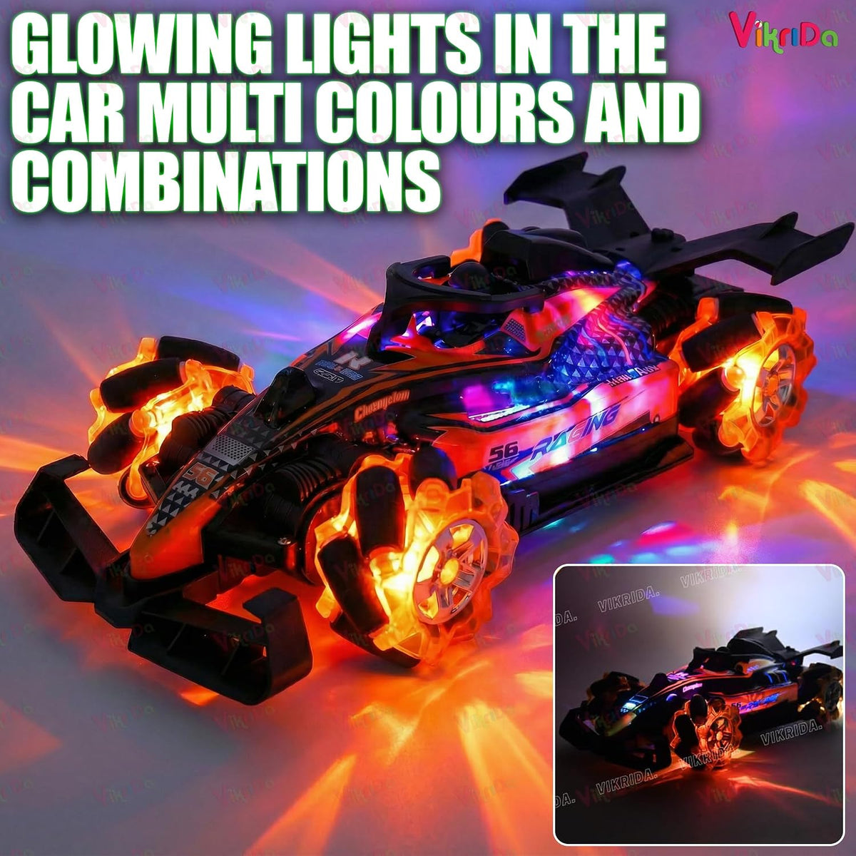 VikriDa Orange Double Smoke Formula Car for Kids