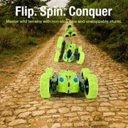 VikriDa Green Smoke 360-Degree Rotating Stunt Car for Kids
