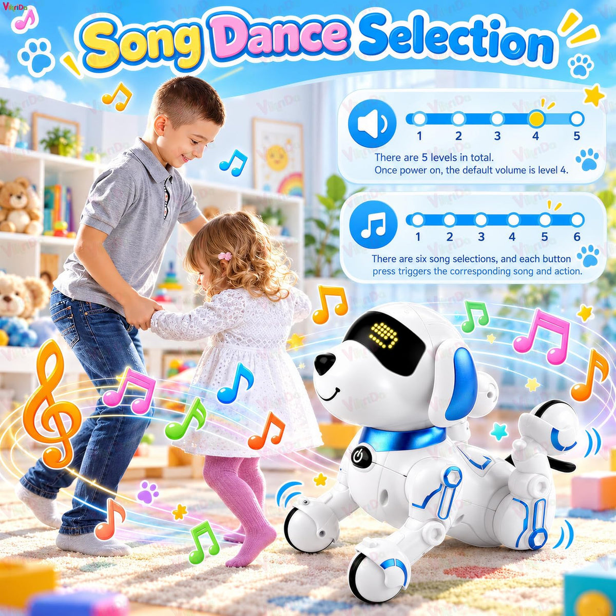VikriDa Blue Smart Robot Pet Dog with AI for Kids