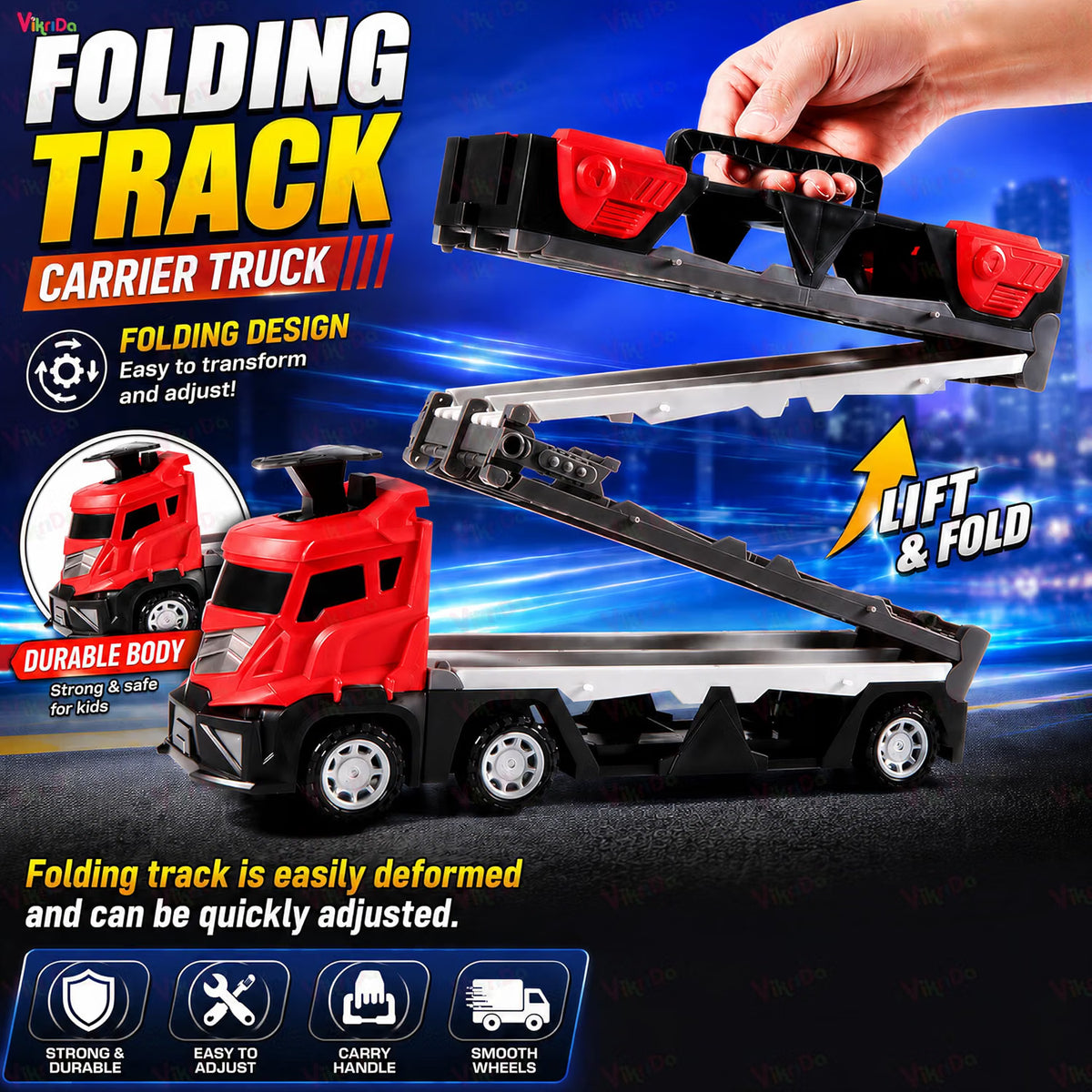 VikriDa Big Hauler Fire Truck Race Set